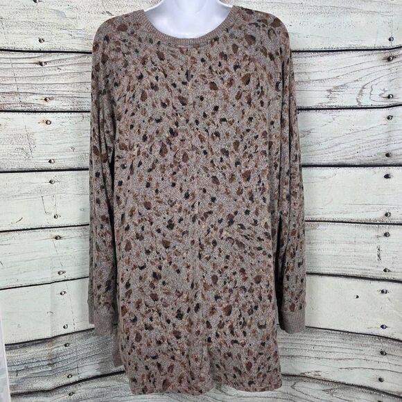 Maurices Brown Leopard Print V-Neck Sweater Size L - Picture 4 of 7